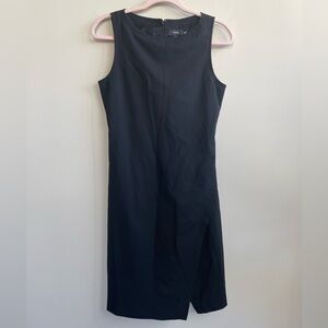 Theory Risbana Traceable Wool Black Midi Dress LBD Sleeveless